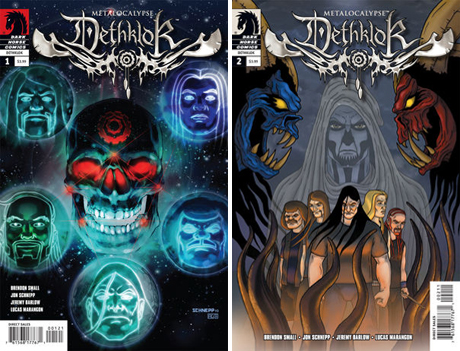 Dark Horse Metalocalypse Dethklok covers by San Diego Comic Fest. Guest Jon Schnepp